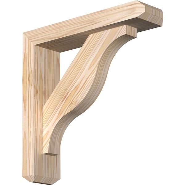 Ekena Millwork Funston Craftsman Smooth Bracket w/ Offset Brace, Douglas Fir, 3 1/2"W x 14"D x 14"H BKT0402X14X14FST04SDF - main